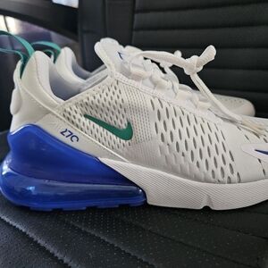 Nike Air Max 270 White and Blue Sneakers